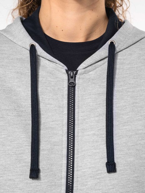 Sweat-shirts à personnaliser KARIBAN Sweat-shirt zippé capuche contrastée femme 