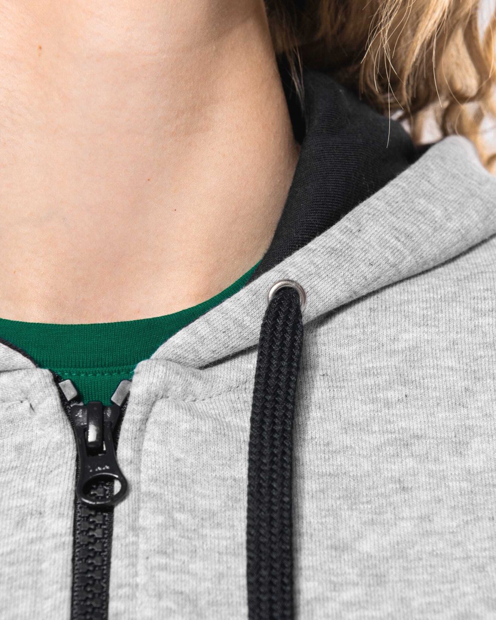 KARIBAN DAMEN-KAPUZENSWEATSHIRT BICOLOR mit Reißverschluss Sweatshirts personalisierbar