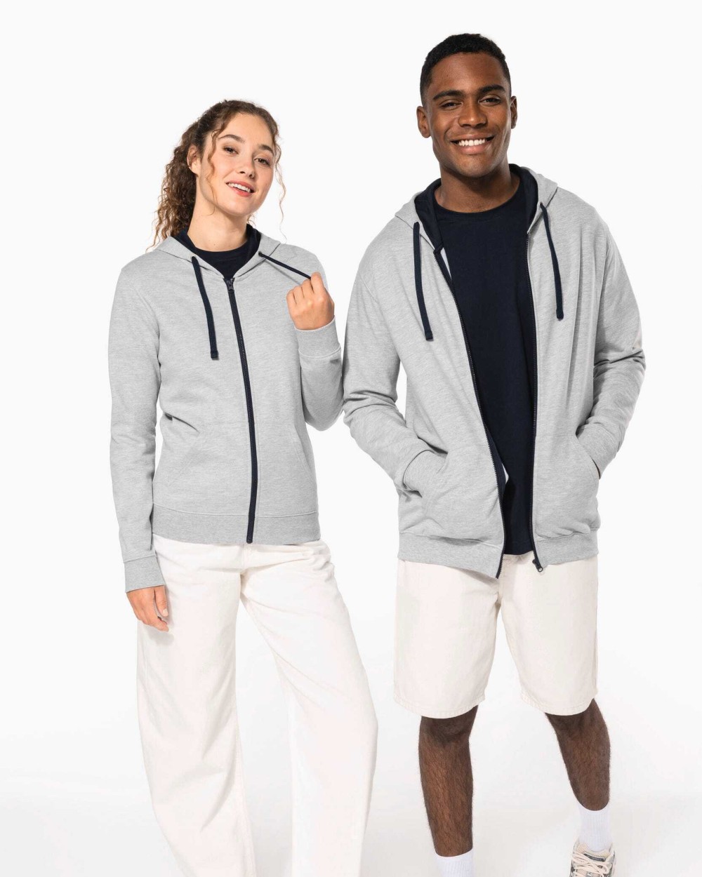 Sweaters & hoodies KARIBAN Damessweater met rits en capuchon in contrasterende kleur voor bedrukking &amp; borduring