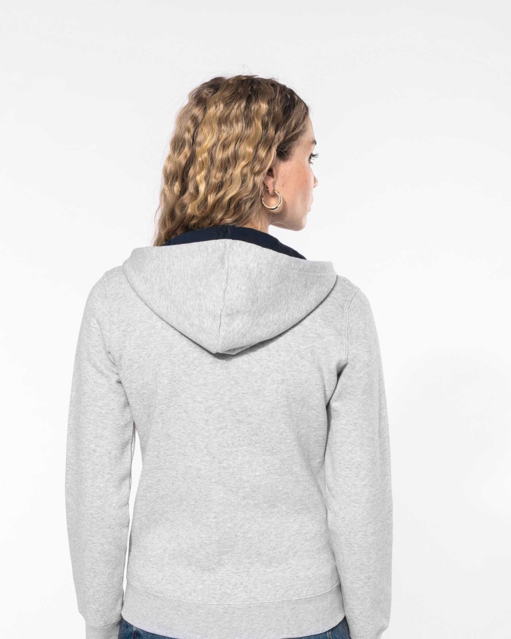 KARIBAN DAMEN-KAPUZENSWEATSHIRT BICOLOR mit Reißverschluss Sweatshirts personalisierbar