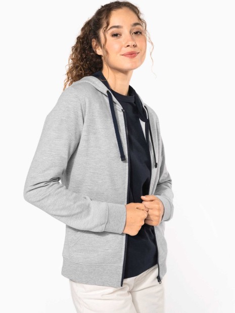 Sweat-shirts à personnaliser KARIBAN Sweat-shirt zippé capuche contrastée femme 
