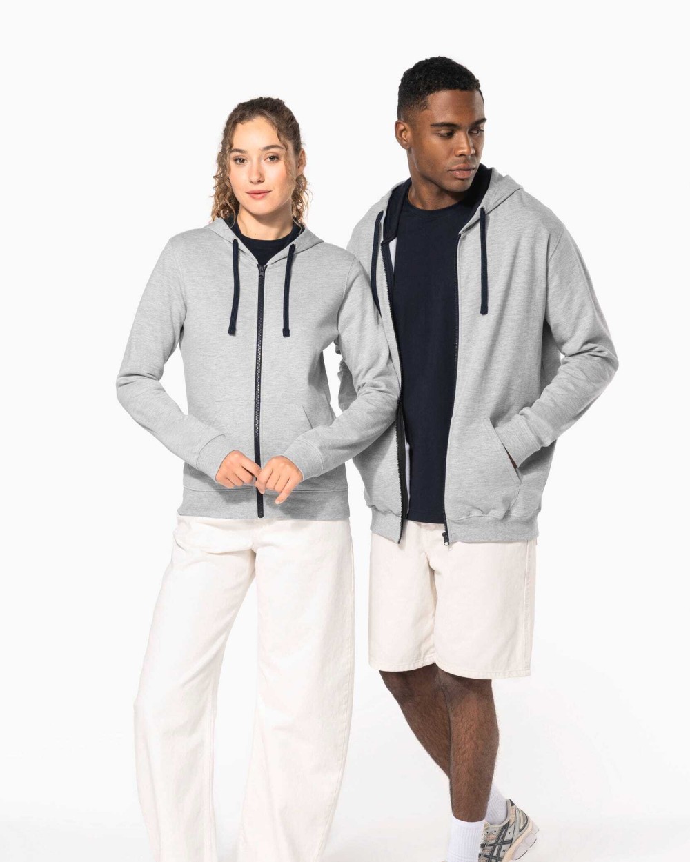 Sweaters & hoodies KARIBAN Damessweater met rits en capuchon in contrasterende kleur voor bedrukking &amp; borduring