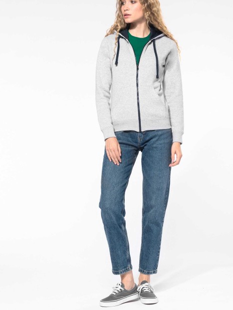 Sweat-shirts à personnaliser KARIBAN Sweat-shirt zippé capuche contrastée femme 