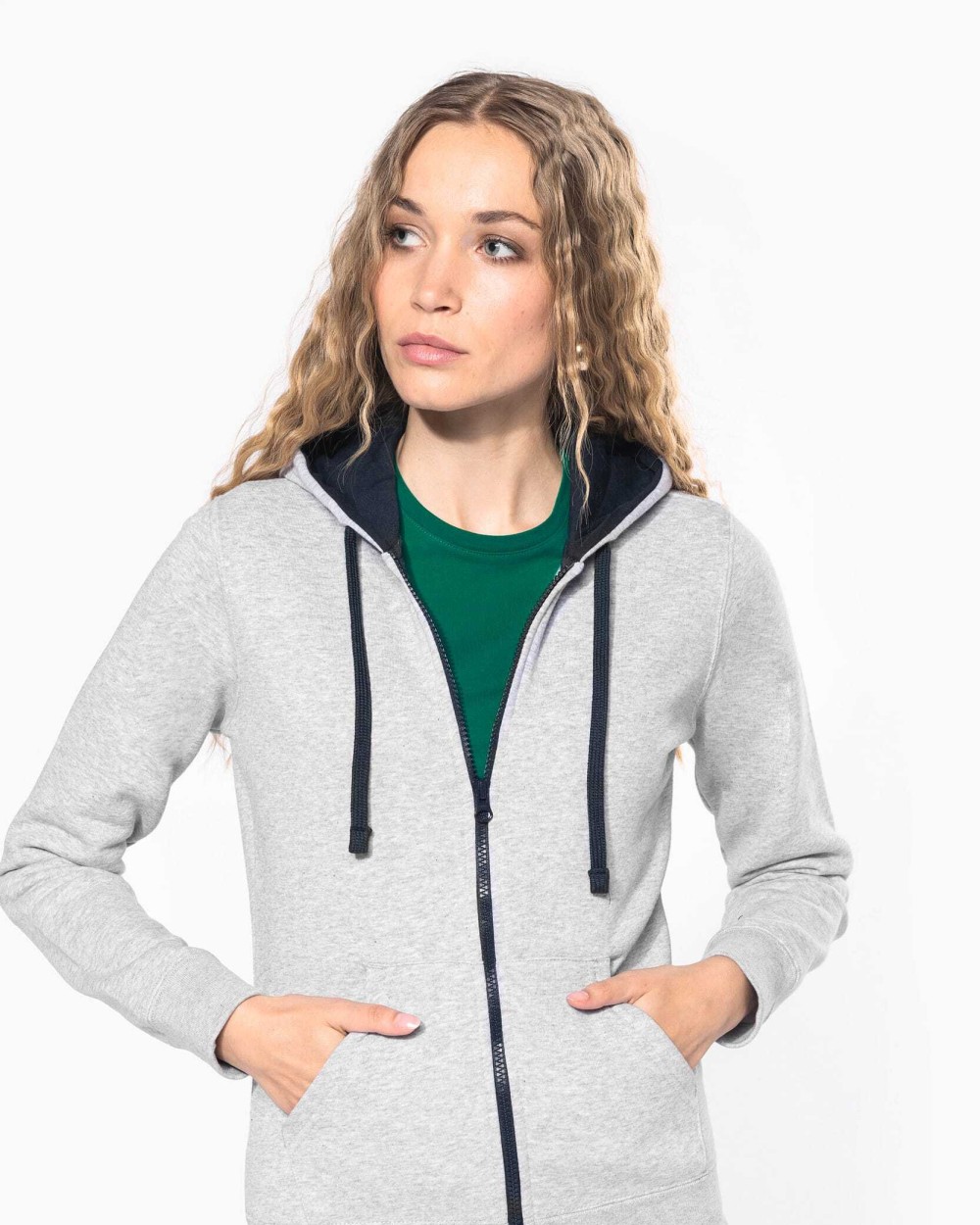 Sweat-shirts personnalisable KARIBAN Sweat-shirt zippé capuche contrastée femme