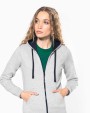 Sweaters & hoodies KARIBAN Damessweater met rits en capuchon in contrasterende kleur voor bedrukking &amp; borduring
