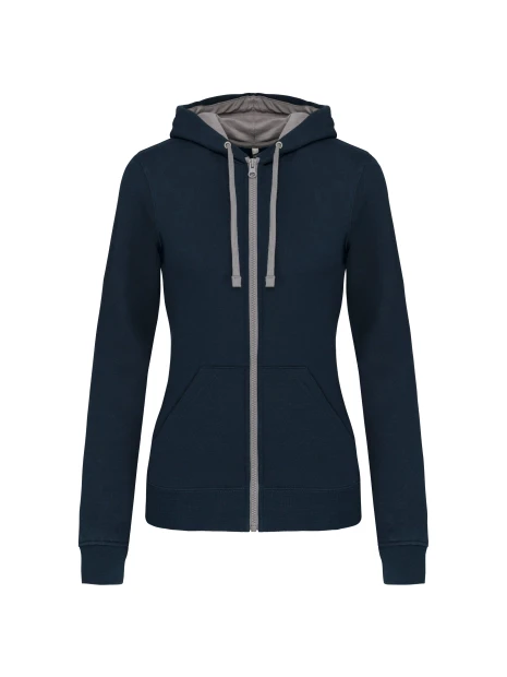KARIBAN Sweat-shirt zippé capuche contrastée femme /api/colors/2a00f319-11df-4ed0-8339-535e7585d285 personnalisable