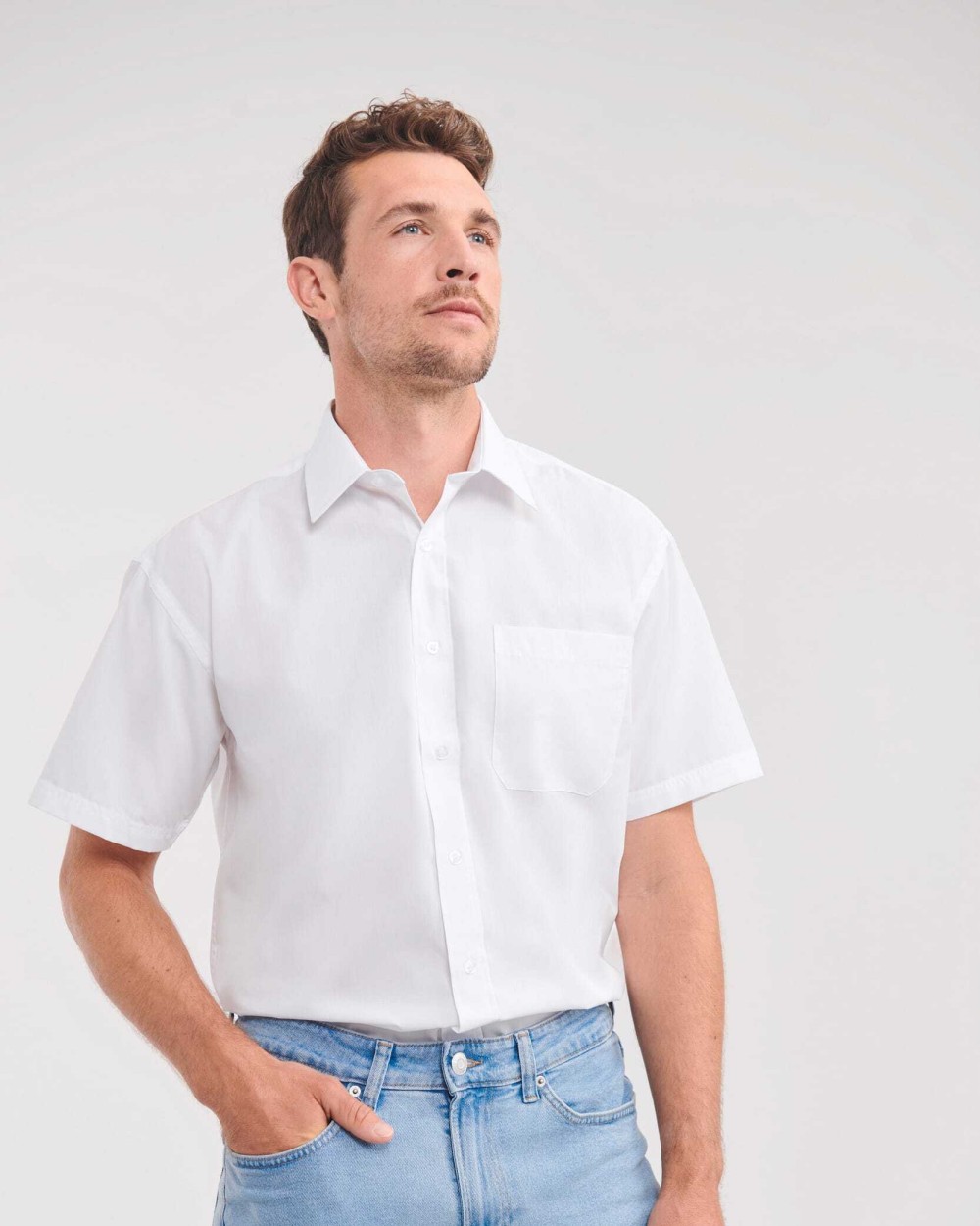 Chemises personnalisable RUSSELL Chemise homme popeline polycoton manches courtes