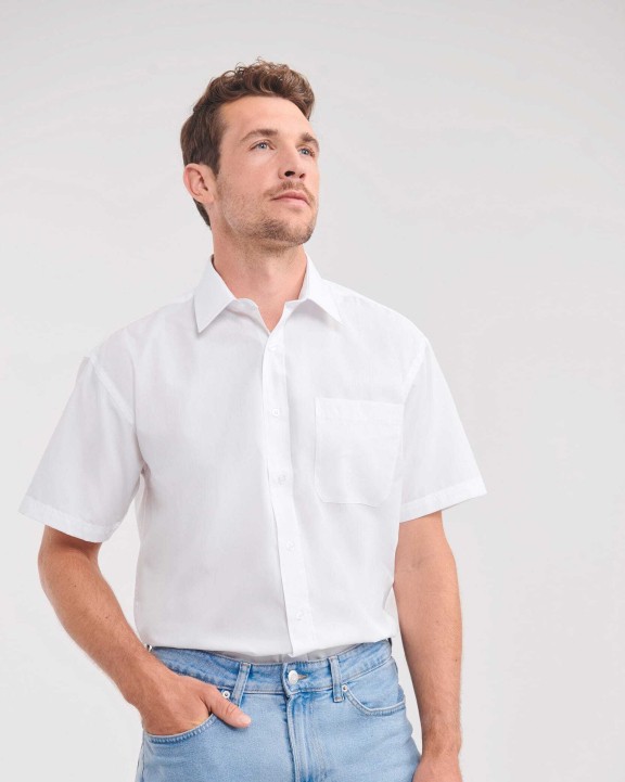 Hemden RUSSELL Men's Ss Polycotton Poplin Shirt voor bedrukking &amp; borduring