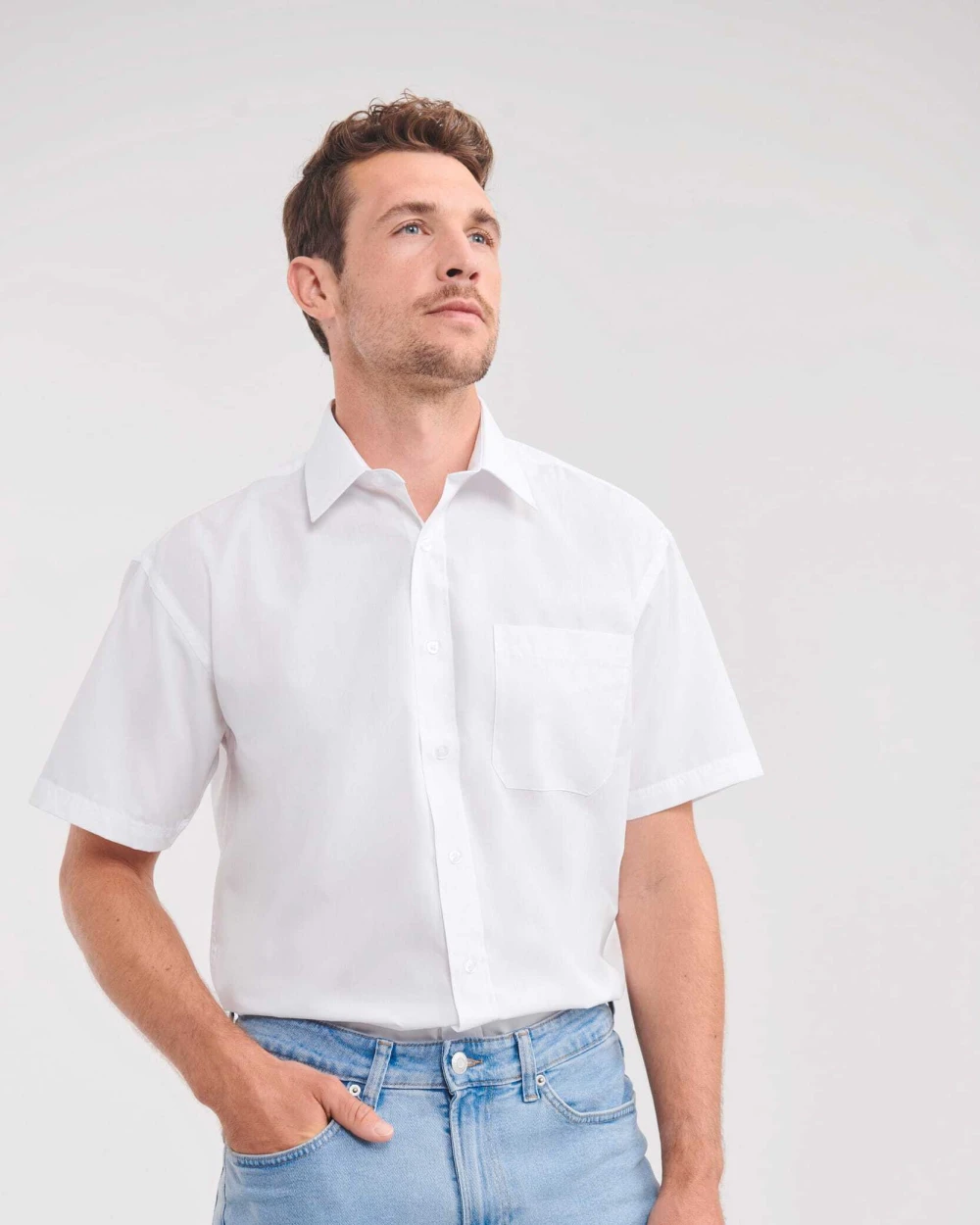 Hemden RUSSELL Men's Ss Polycotton Poplin Shirt voor bedrukking &amp; borduring
