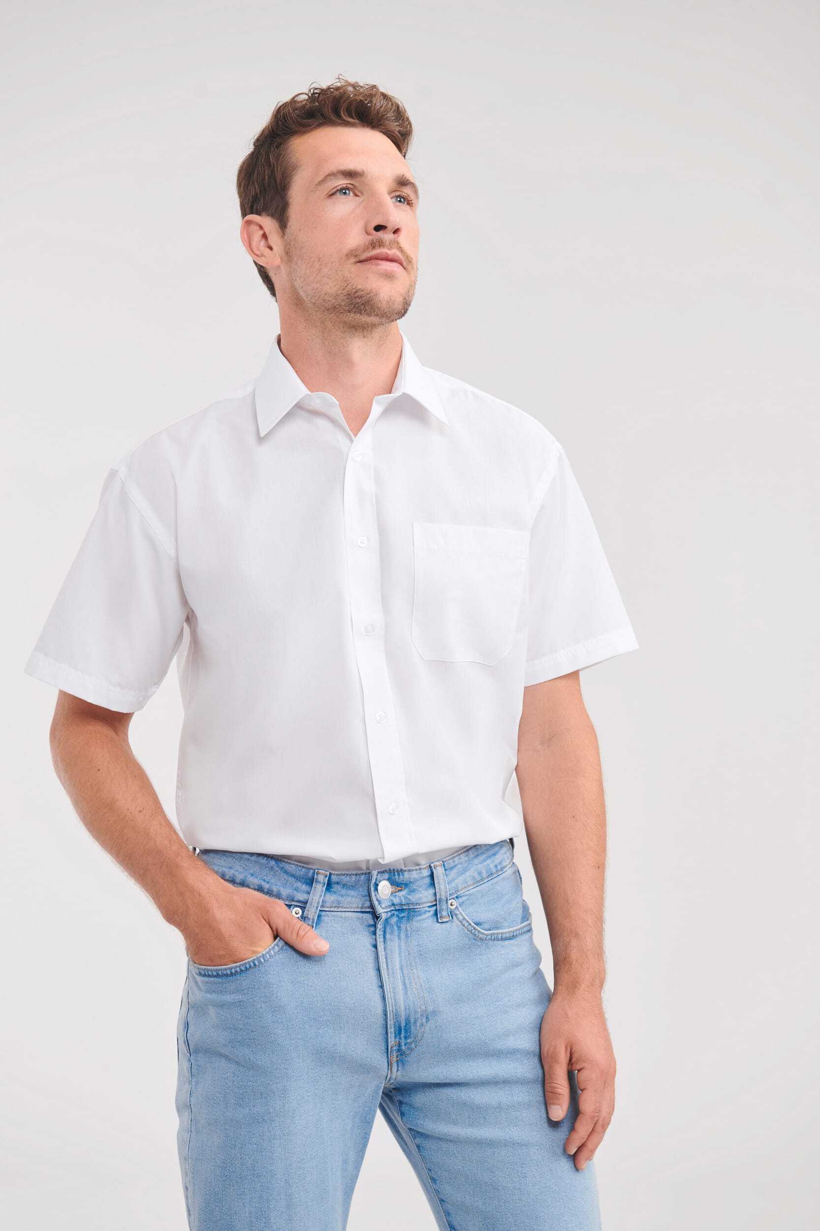 Chemises personnalisable RUSSELL Chemise homme popeline polycoton manches courtes