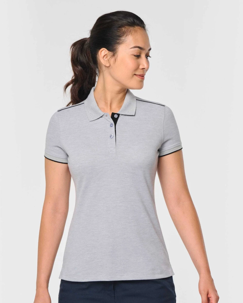 Polo's WK. DESIGNED TO WORK Contrasterende damespolo Day To Day korte mouwen voor bedrukking &amp; borduring