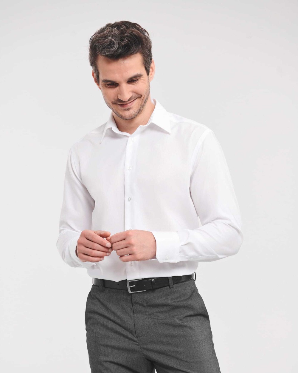 RUSSELL Men's Long Sleeve Tailored Ultimate Non-Iron Shirt Hemden personalisierbar