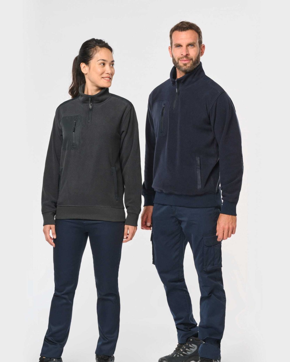 WK. DESIGNED TO WORK Umweltfreundlicher Fleecepullover mit Reißverschlusskragen, Unisex Polar Fleeces personalisierbar