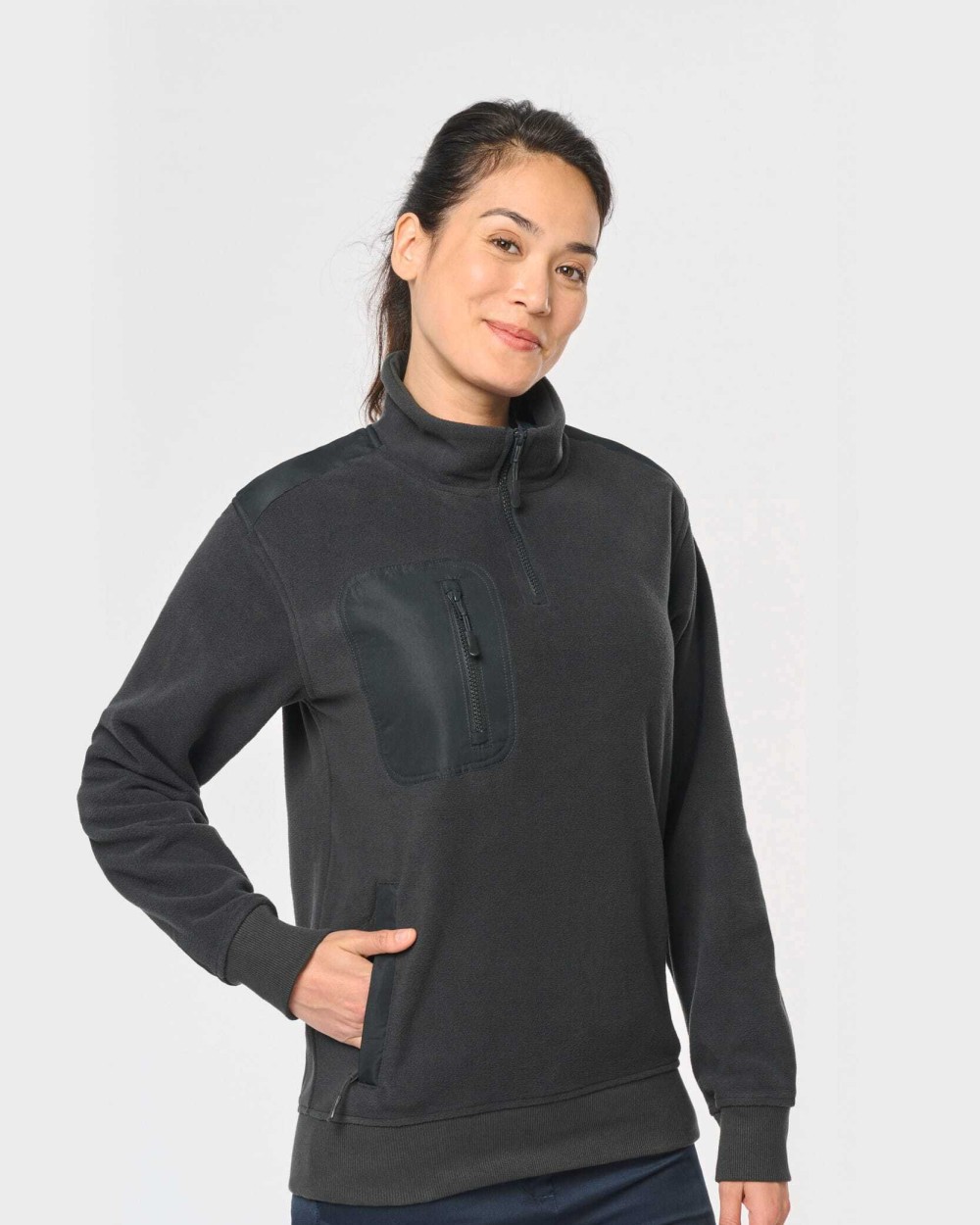 Laines polaires personnalisable WK. DESIGNED TO WORK Polaire écoresponsable col zippé unisexe