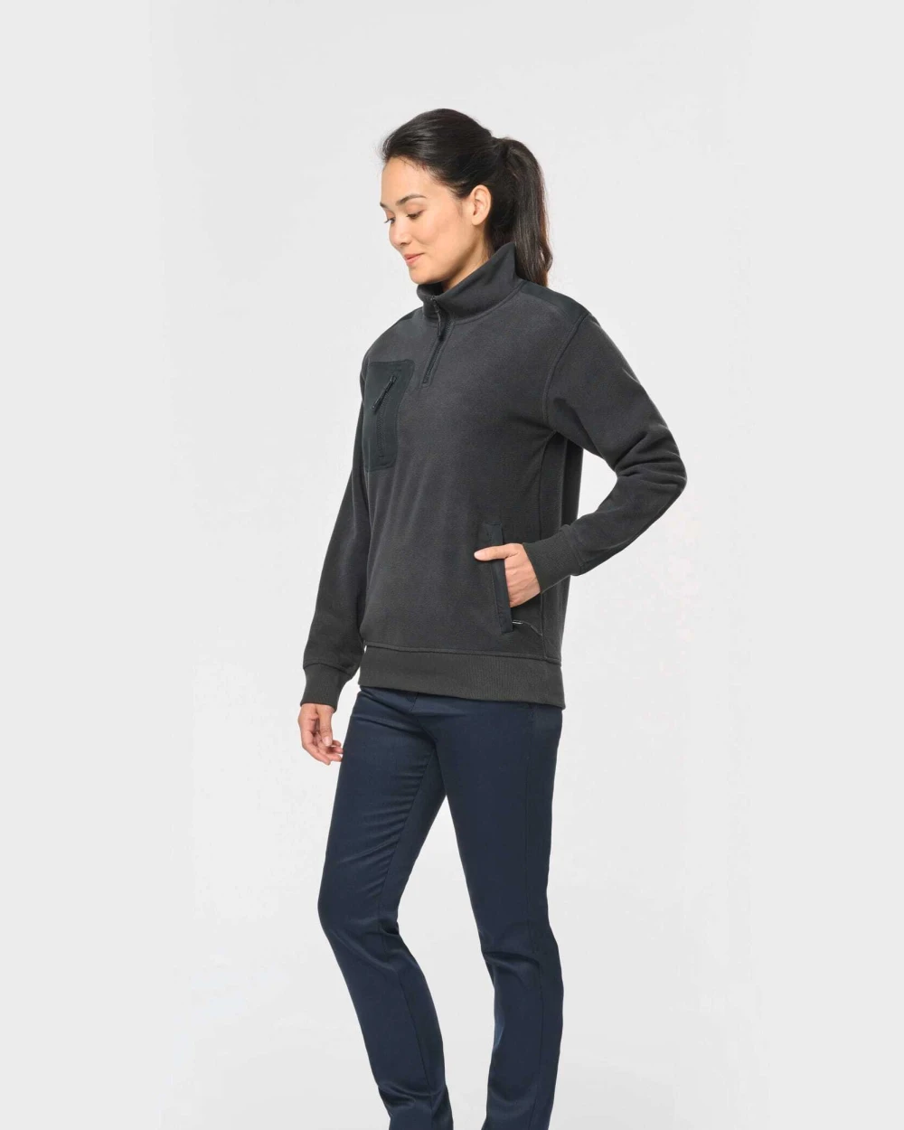 Laines polaires personnalisable WK. DESIGNED TO WORK Polaire écoresponsable col zippé unisexe