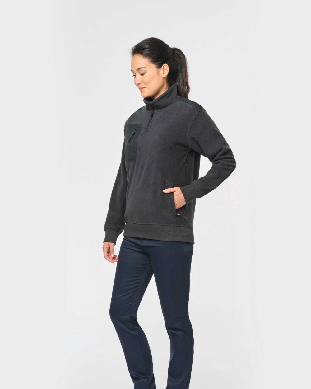 WK. DESIGNED TO WORK Umweltfreundlicher Fleecepullover mit Reißverschlusskragen, Unisex Polar Fleeces personalisierbar