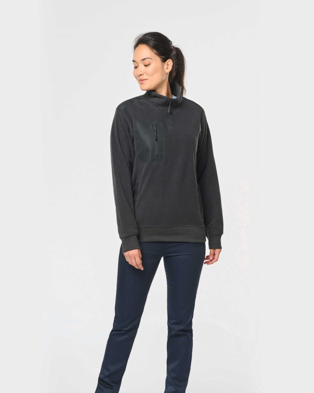 WK. DESIGNED TO WORK Umweltfreundlicher Fleecepullover mit Reißverschlusskragen, Unisex Polar Fleeces personalisierbar