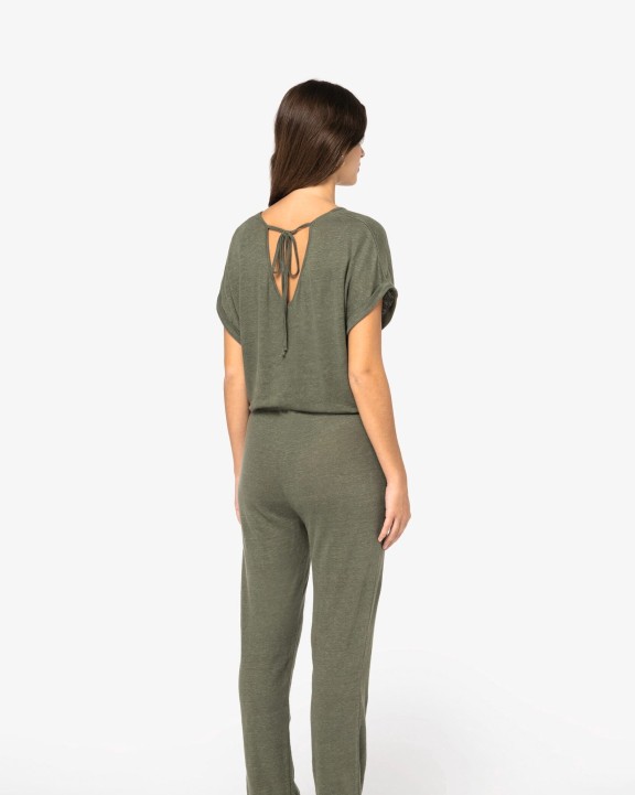 Robes personnalisable SPASSO Combinaison en maille manches courtes en lin femme