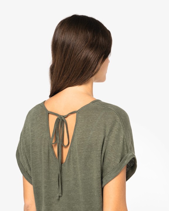 Jurken SPASSO Tricot jumpsuit met korte mouwen voor dames in linnen voor bedrukking &amp; borduring