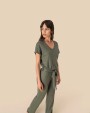 Jurken SPASSO Tricot jumpsuit met korte mouwen voor dames van linnen voor bedrukking &amp; borduring