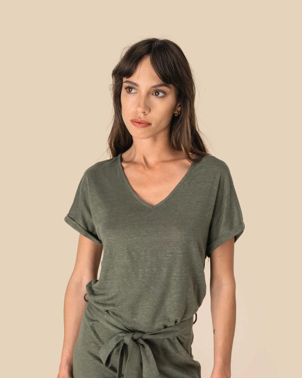 Jurken SPASSO Tricot jumpsuit met korte mouwen voor dames van linnen voor bedrukking &amp; borduring