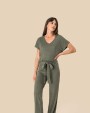 Robes personnalisable SPASSO Combinaison en maille manches courtes en lin femme