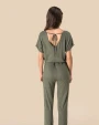 Jurken SPASSO Tricot jumpsuit met korte mouwen voor dames van linnen voor bedrukking &amp; borduring
