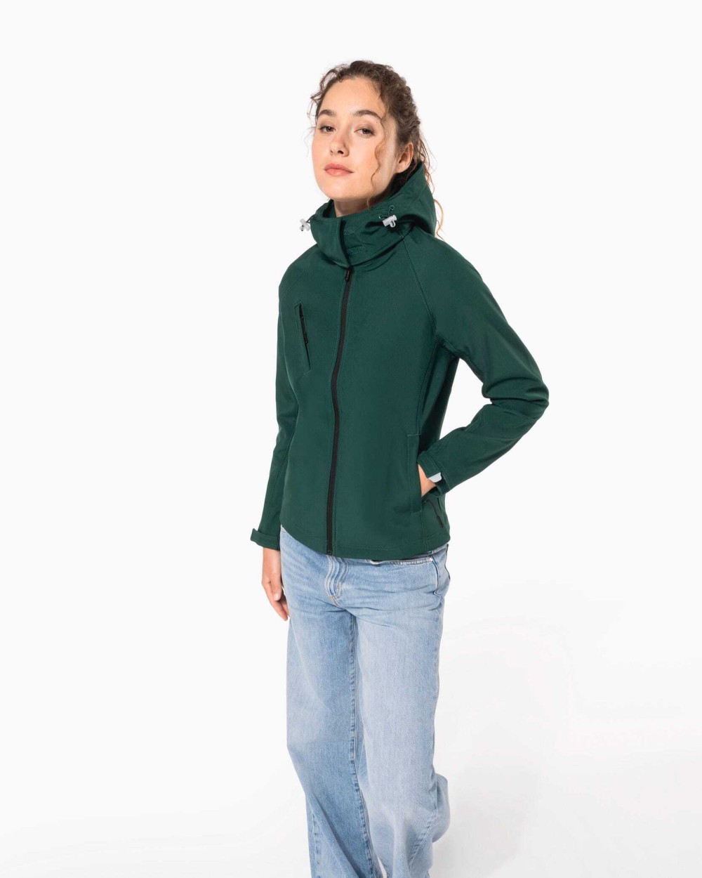 KARIBAN Damen Softshell-Jacke mit Abnehmbare Kapuze Softshells personalisierbar