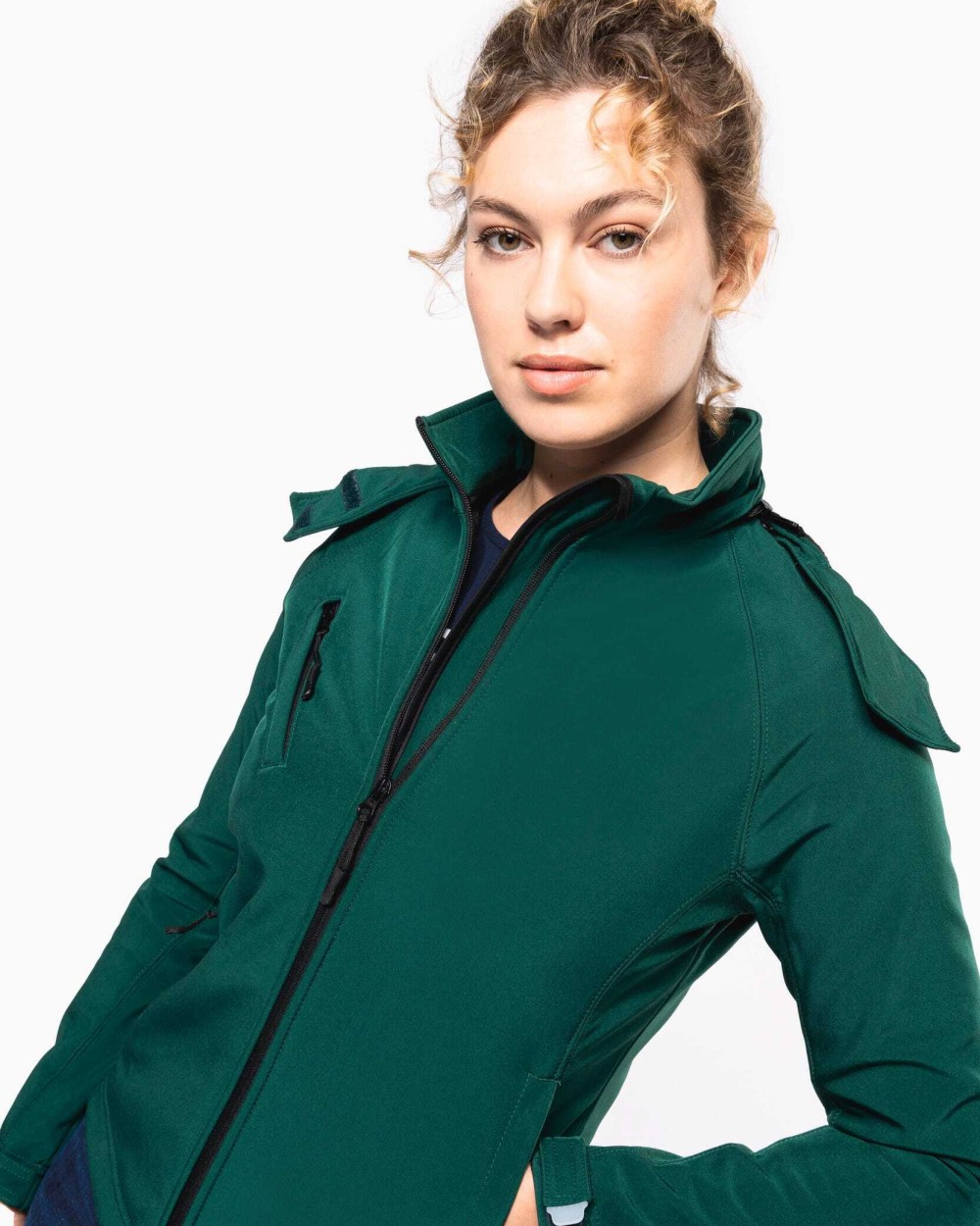 Softshells KARIBAN Dames softshell jas met afneembare capuchon voor bedrukking &amp; borduring