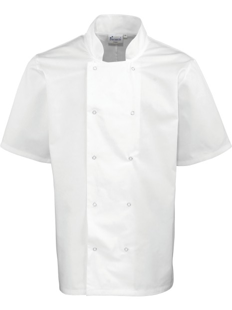 PREMIER Veste de cuisine manches courtes à boutons pression /api/colors/7a92cd2d-10d2-40b4-928b-296bb7487506 personnalisable