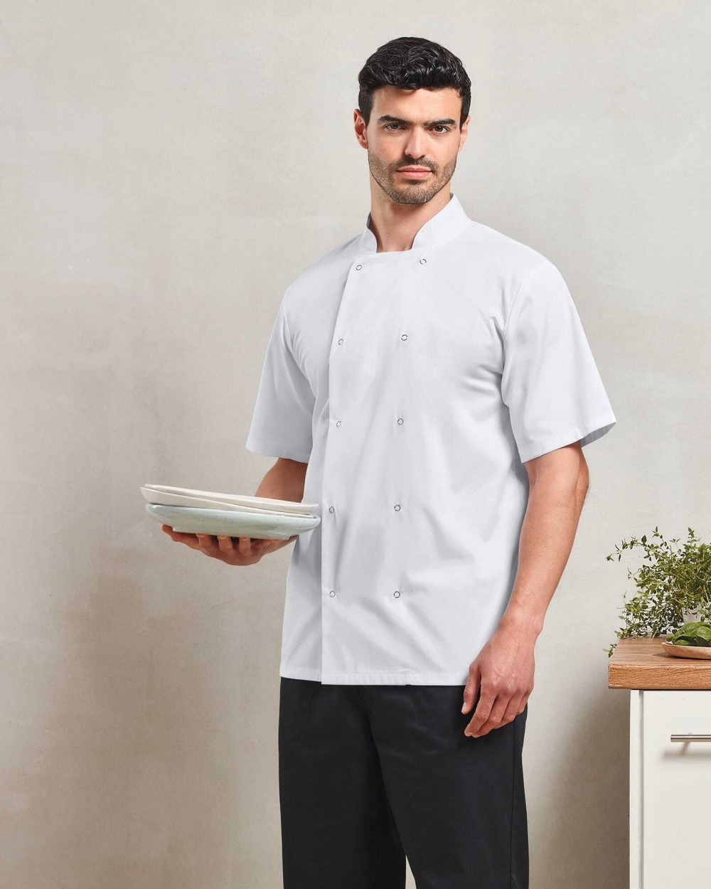 Vestes personnalisable PREMIER Veste de cuisine manches courtes à boutons pression