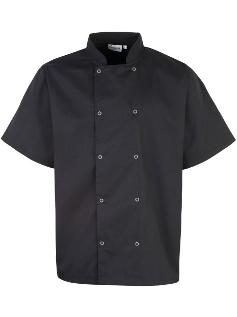 PREMIER Veste de cuisine manches courtes à boutons pression /api/colors/b9fdad4a-5e94-45cb-8c03-c08b349b28c3 personnalisable