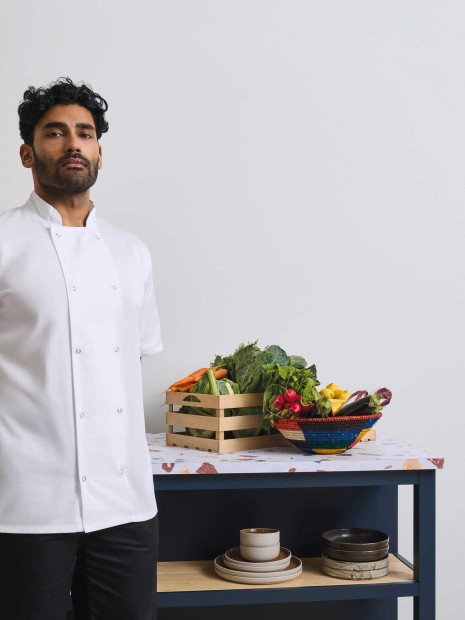 Vestes à personnaliser PREMIER Veste de cuisine manches courtes à boutons pression 