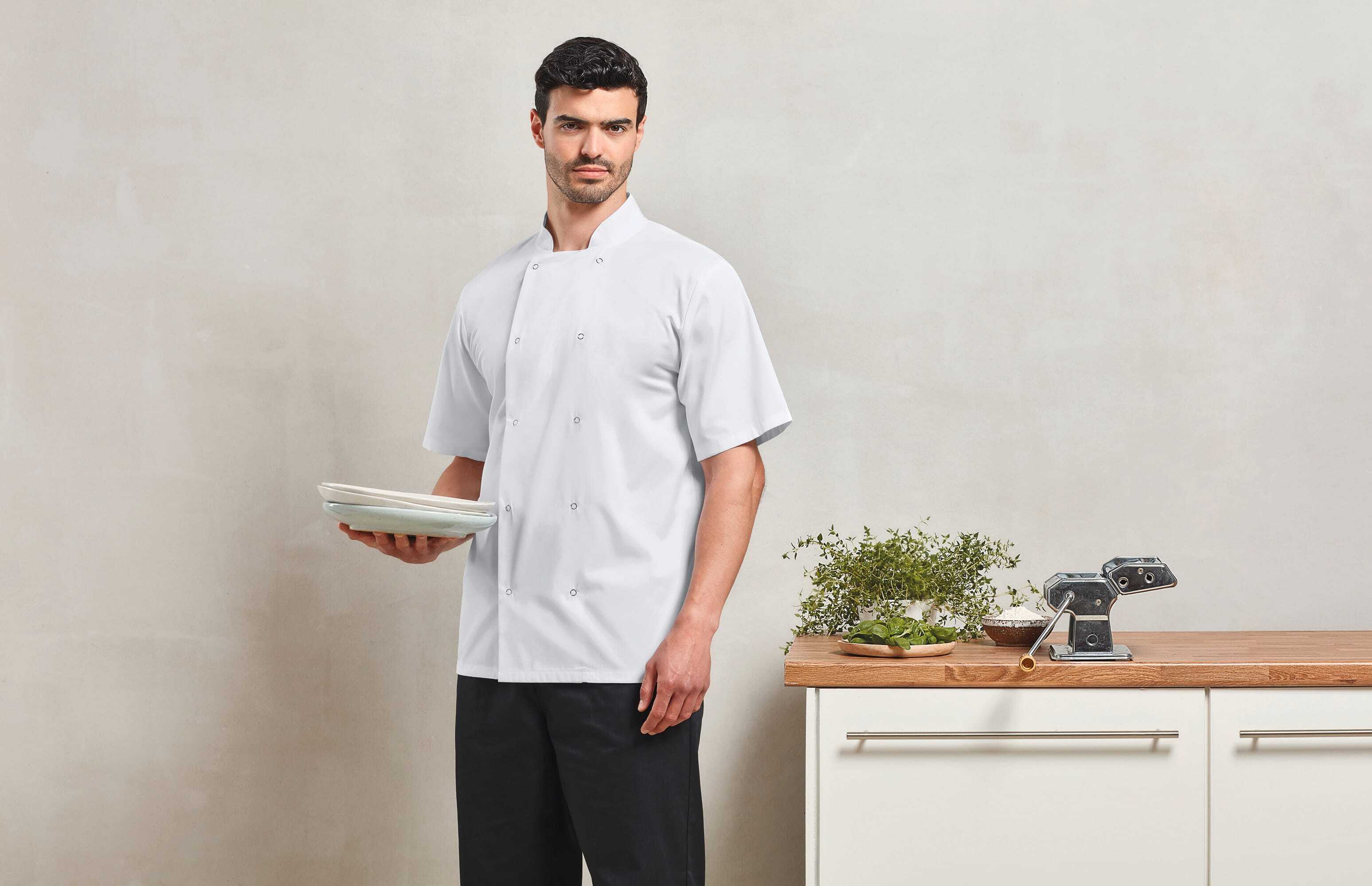 Vestes personnalisable PREMIER Veste de cuisine manches courtes à boutons pression