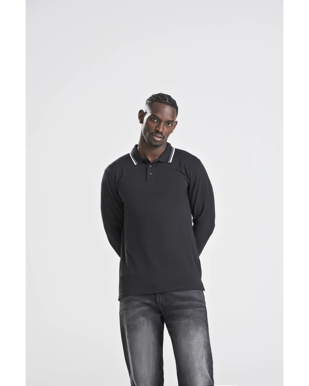 Polo's AWDIS Long Sleeve Tipped 100 Polo voor bedrukking &amp; borduring
