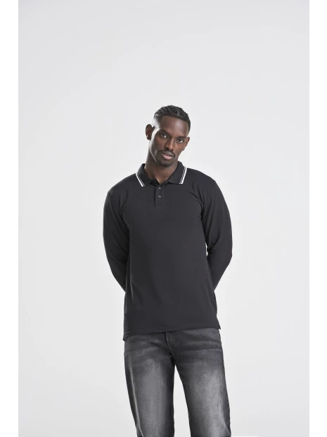 AWDIS Long Sleeve Tipped 100 Polo  personnalisable