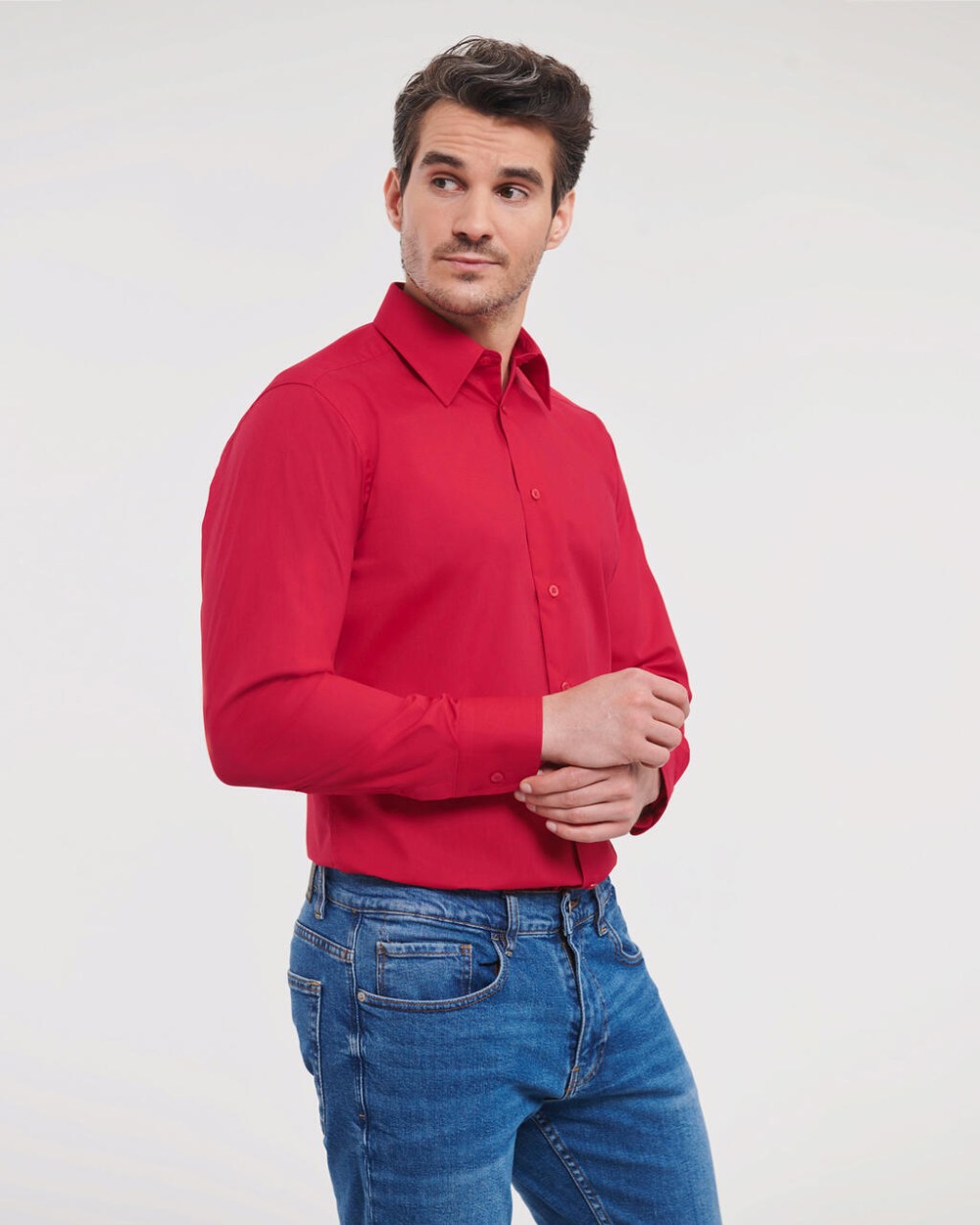 Hemden RUSSELL Tailored Poplin Shirt LS voor bedrukking &amp; borduring