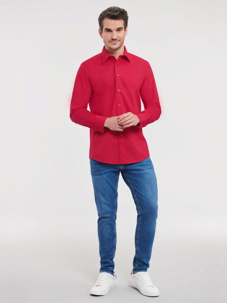 Chemises à personnaliser RUSSELL Tailored Poplin Shirt LS 