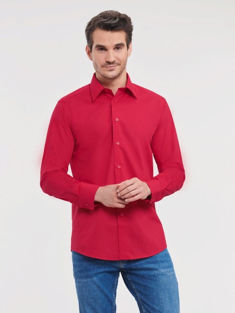 Chemises à personnaliser RUSSELL Tailored Poplin Shirt LS 