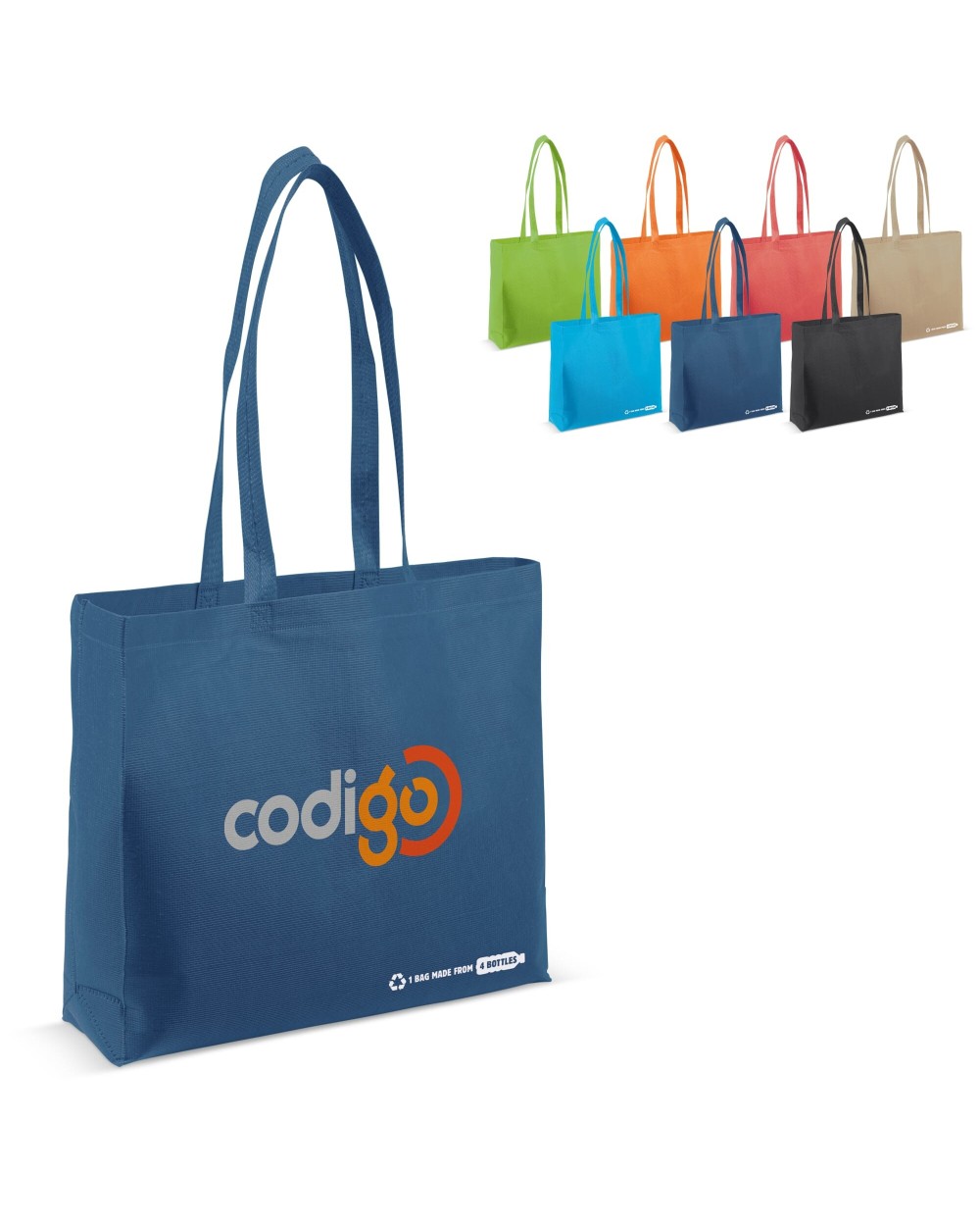 Tassen & Zakken 4DO Schoudertas R-PET 100g/m² voor bedrukking &amp; borduring