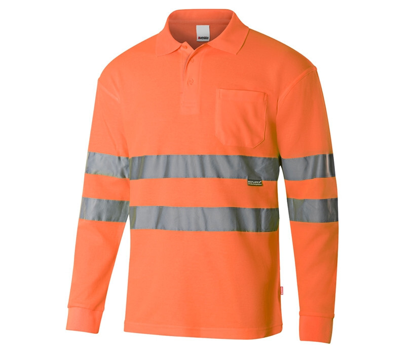 Polo's VELILLA HIGH VISIBILITY LS COTTON POLO SHIRT voor bedrukking &amp; borduring