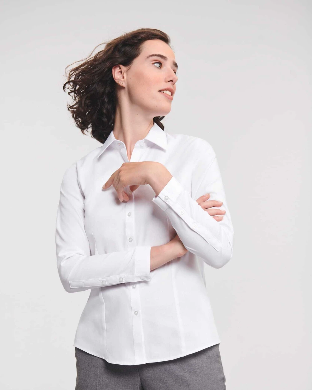 RUSSELL Ladies Long Sleeve Herringbone Shirt Hemden personalisierbar