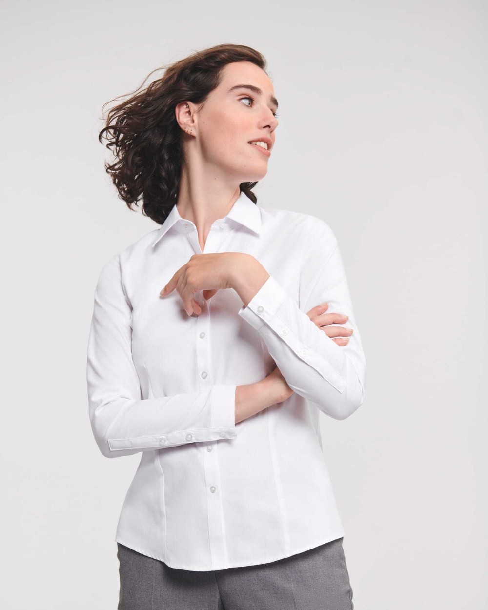 Hemden RUSSELL Ladies Long Sleeve Herringbone Shirt voor bedrukking &amp; borduring