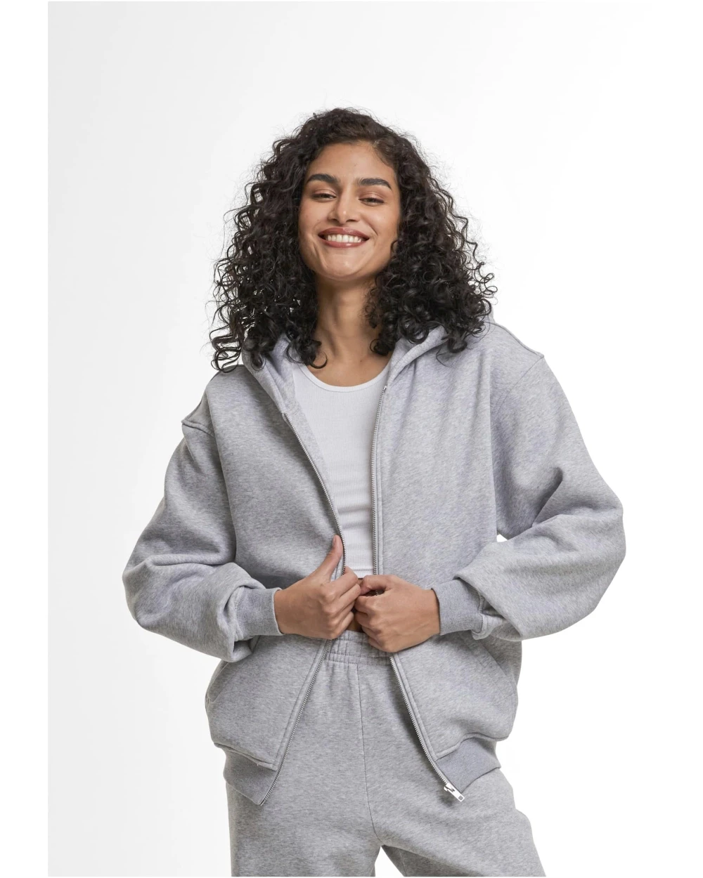 Sweat-shirts personnalisable BUILD YOUR BRAND Ladies Loose Fit Zip Hoody