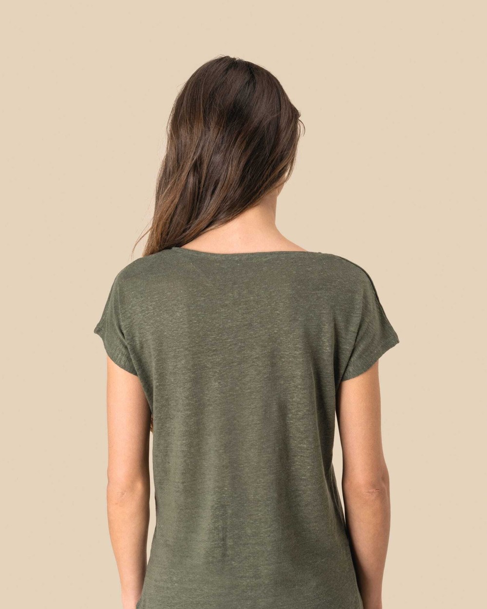 T-shirts SPASSO Linnen dames-t-shirt V-hals voor bedrukking &amp; borduring