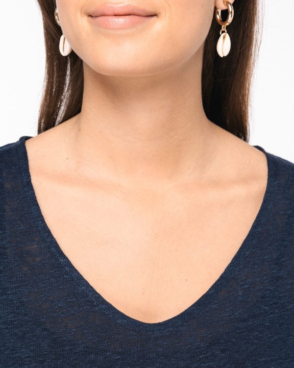 T-Shirts personnalisable SPASSO T-shirt col V en lin femme
