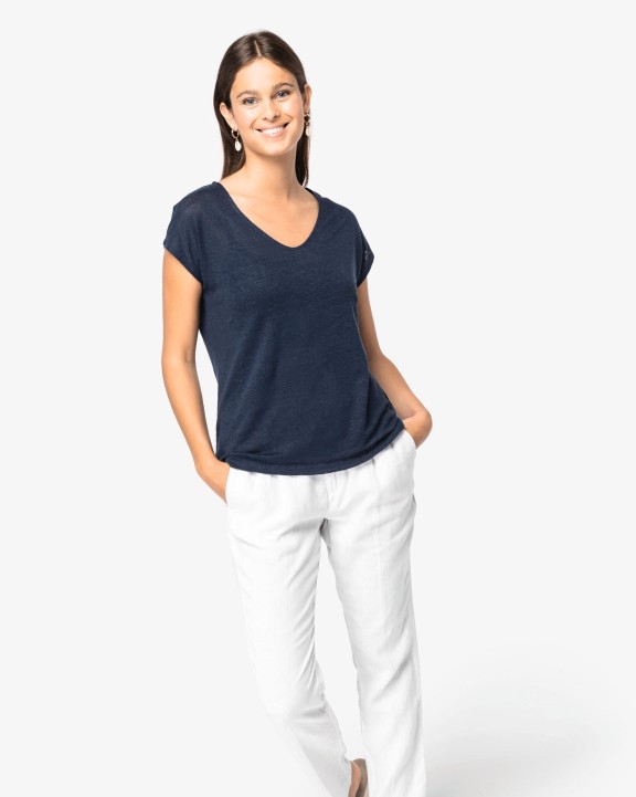 T-Shirts personnalisable SPASSO T-shirt col V en lin femme
