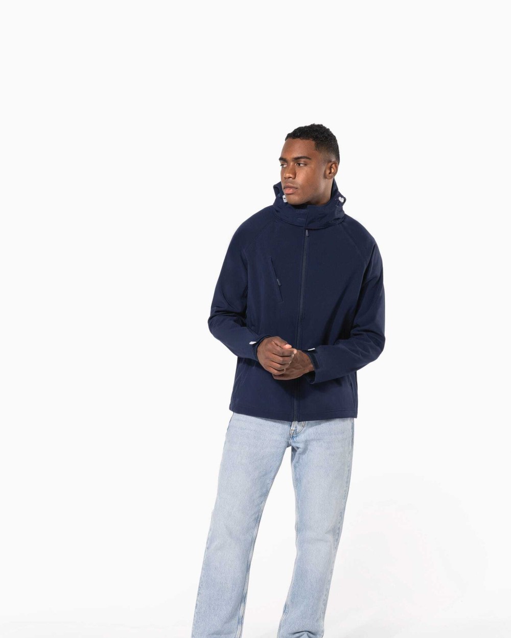 KARIBAN Herren Softshell-Jacke mit Abnehmbare Kapuze Softshells personalisierbar