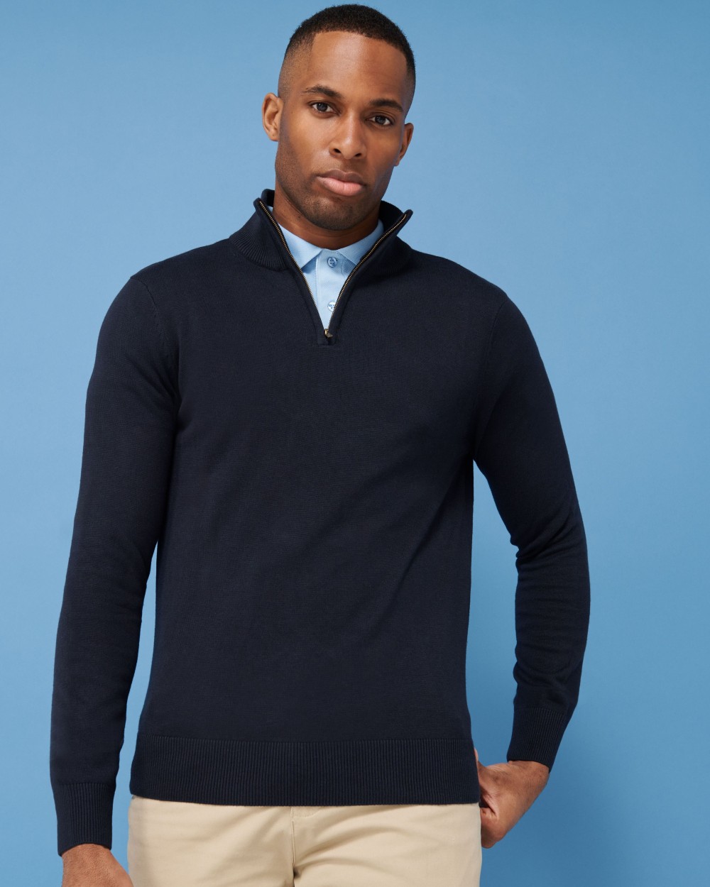 Pulls personnalisable HENBURY MEN'S KNITTED QUARTER ZIP JUMPER