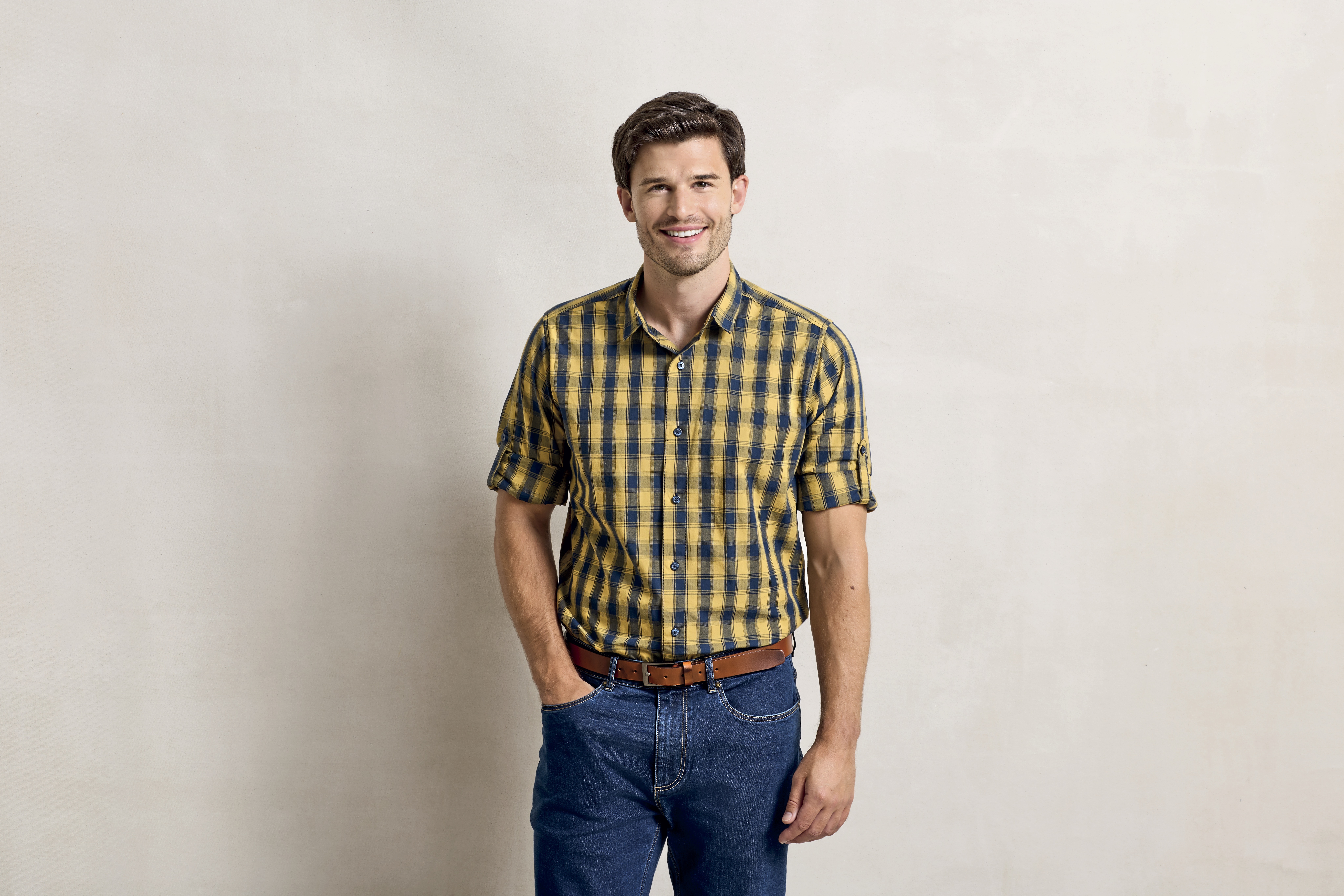 Chemises personnalisable PREMIER Mens Mulligan Check Cotton Long Sleeve Shirt